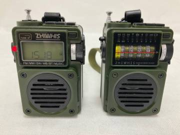&Dagger; 0346 ZHIWHIS 小型短波ラジオ 2個セット ZWS-700 ZWS-701 充電式 FM/AM/短波/ワイドFM Bluetoothスピーカー microSD 目覚まし機能