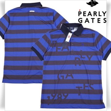 新品1円～★定価2.5万 PEARLY GATES パーリーゲイツ メンズ 日本製 トライクールサッカーチェック 半袖ポロシャツ 5 L ◆B4168◆