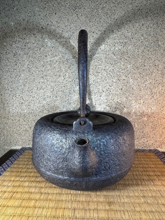 龍文堂　龍文堂造　安之介　花押　岩肌　明?治時代?　鉄瓶 　煎茶道具