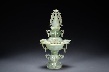 【雲錦】某収集家放出品 時代物 天然青玉 透かし彫り 巨大薫炉 材質保証 中国伝来 古美術 骨董品7L9-53S1