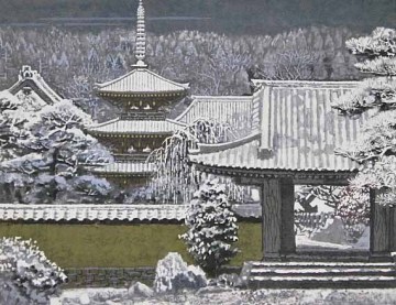 ■後藤純男 【雪景斑鳩】 リトグラフ 直筆サイン 印章有り エディション有り