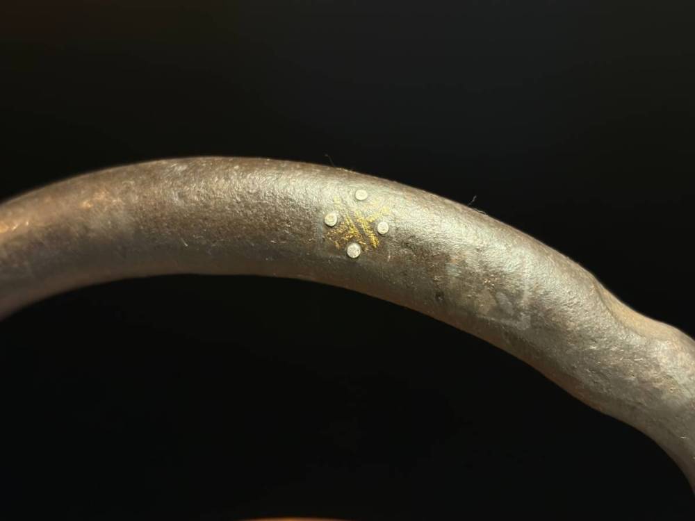■大國寿朗作　鯉仙人図　木瓜形　鉄瓶　800cc 楼閣山水■h0煎茶　急須 湯沸かし 鉄壺 鉄器 金属工芸 茶道具 時代?物 古美術
