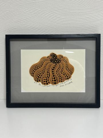 模写 草間彌生《かぼちゃ》Yayoi Kusama Pumpkin サイン入りリトグラフ 4部限定 額装 版画 貴重 直筆