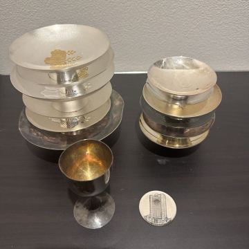 1円スタート 純銀 銀杯 銀盃 SILVER 純銀製 刻印あり シルバー 酒器 記念品　合計1094g
