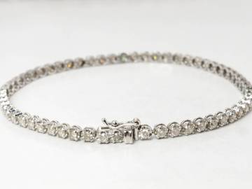 【9866D】K18WG テニスブレス 天然ダイヤモンド 2.00ct/6.4g フルエタニティ ブレスレット