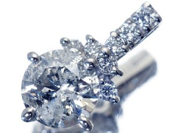 1円～【ジュエリー極】豪華な輝き！超大粒天然１粒ダイヤモンド1.092ct＆脇ダイヤ0.13ct 高級Pt900ヘッド k1757ol【送料無料】
