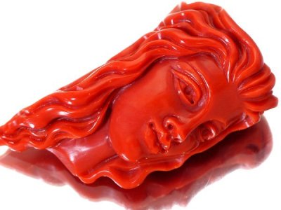 1円～【ジュエリー極】カルロ・パルラーティ作品 幻の極上品 天然珊瑚カメオルース 世界に1つの超極上作品 激レア品 h8484vx【送料無料】