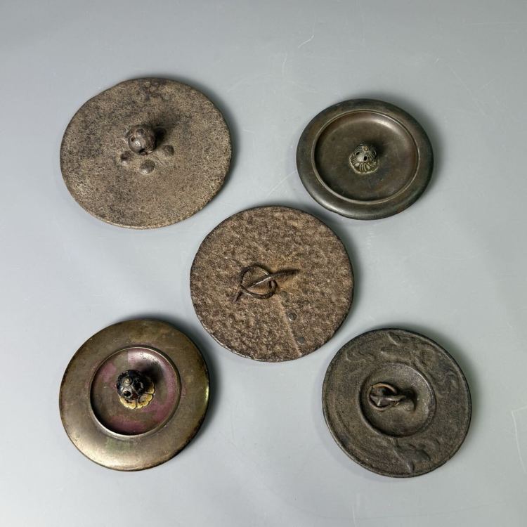 鉄瓶 蓋 5点まとめ 銅蓋 鉄蓋 煎茶道具 茶道具 摘み 龍文堂 蓋のみ