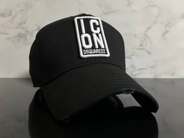 【未使用品】167KC 訳あり★DSQUARED2 ディースクエアード キャップ 帽子 CAP ビンテージ加工のブラックにホワイトロゴ！《FREEサイズ》