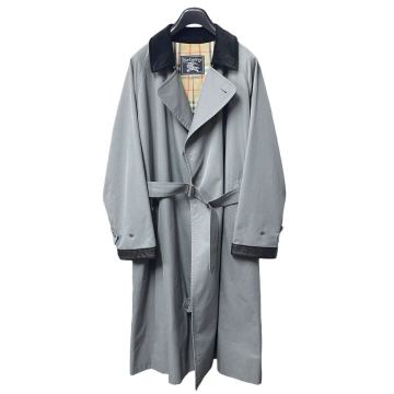 1スタ【~1990's Burberry 一枚袖 タイロッケンコート】ビンテージ バーバリー Burberrys コットン100% グレー コットン100% 古着 レア
