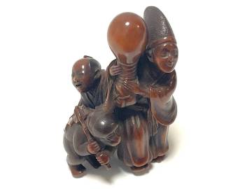 ◇根付 NETSUKE 正勝 能楽 猿三番叟 伊勢スクール 江戸時代後期