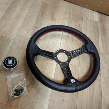 「超高品質NARDI　ナルディ ステアリング 車ハンドル 14インチ 350mm スポーツステアリング カーボンファイバーフレーム」　説明文必読！