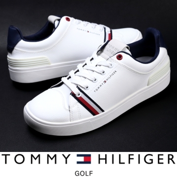 【新品】定価1.76万 トミーヒルフィガーゴルフ TOMMY HILFIGER GOLF《スパイクレス》メンズ ゴルフシューズ 26cm 白トリコ スニーカー