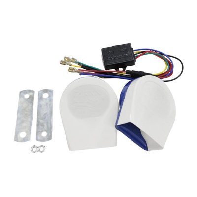 バイク マルチ 電子ホーン 高音 低音 セット 12V 18種類 サウンド ホーン クラクション 警報器 フォーン コンパクト 薄型 スリム 2個セット