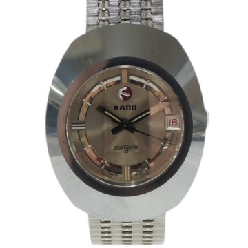 1円スタート 稼働品 RADO ラドー DLASTAR1 ダイアスター1 自動巻き デイト 3針 ラウンド ゴールド文字盤 メンズ 腕時計 時計 アンティーク