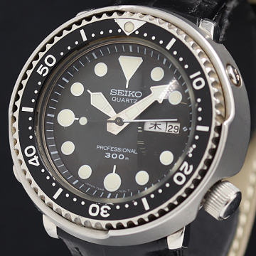 1円 稼働 セイコー プロフェッショナル300M 7549-7010 QZ デイデイト ブラック文字盤 メンズ腕時計 2000000 5JWY NGC