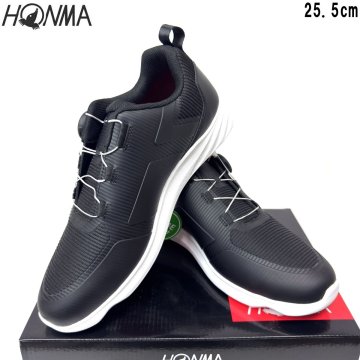 １円★HONMA ホンマ 本間ゴルフ SR12403 4E ダイヤル式 スパイクレス ゴルフシューズ ブラック 25.5cm★