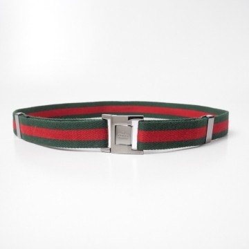 GT4868*イタリア製 GUCCI グッチ シェリーライン ウェブストライプ ベルト ウエストマーク レッド/グリーン
