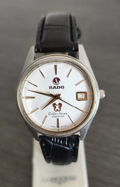 手巻き 稼働品 RADO Golden Horse メンズ腕時計 アイボリー文字盤 三針デイト 