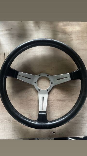 《希少》1円スタート　NARDI ナルディ ステアリング ハンドル ブラックレザー シルバースポーク　当時物