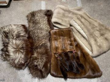 4ID 【鴇】☆1円スタート☆ 5点セット ストール ミンク? MINK フォックス? FOX ブラウン ホワイト 毛皮 ファー ショール