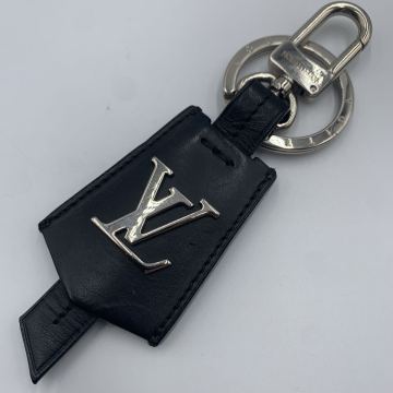 LOUIS VUITTON ルイヴィトン キーリング ポルト クレ クロッシュ キーホルダー レザー ブラック シルバー 金具 メンズ 中古
