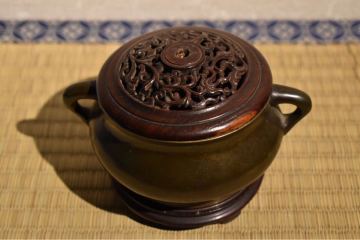 【GE】R317【コレクター所蔵品】《大名品》「大明宣徳年製」銘 古銅双耳香炉/中国古玩 中国美術 香道具 銅製 骨董品 時代品 美術品 mv
