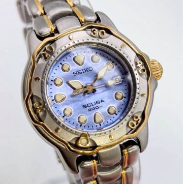 【不動品】SEIKO セイコー SCUBA 200 スキューバ 7N85-0070 レディース 腕時計 QZ 3針 デイト シェル文字盤 ITFW9HEB5YYO B0420