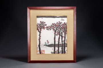 【雲錦】「趙芸一/源清」落款 真作 篆刻印 額装 水墨淡彩 風景人物図 民俗画 唐画 古玩 骨董品8L5-106S06　