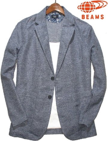 新品 夏物 XL ▼ ビームス BEAMS HEART ▼ 高通気性 リネン風 カラミ サマージャケット テーラードジャケット メンズ LL ネイビー 紺