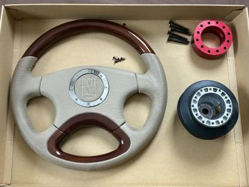スズキエブリィ DA64 ウッドステアリング（HSM）ボス（不明）スペーサー（不明）セット ジャンク