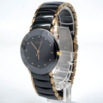 【稼働品】RADO DIASTAR ラドー ダイヤスター クォーツ ブラック文字盤 129.0300.3 純正ブレス デイト メンズ（13018）