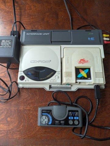 NEC PC CD-ROM2　コントローラー黒連射　箱説明書付きCD-ROM2はジャンク読み込まないオマケソフト付き
