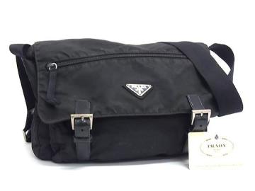 1円 PRADA プラダ B6671 テスートナイロン クロスボディ ショルダーバッグ 斜め掛け メンズ レディース ブラック系 GE0479
