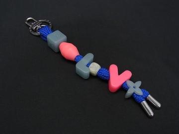 1円 ■美品■ LOUIS VUITTON ルイヴィトン MP3458 LV プレイ キーホルダー キーリング チャーム アクセサリー ブルー系&times;ピンク系 HA9077