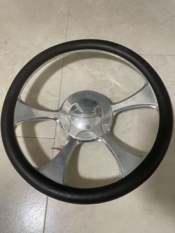1円スタートバドニックホイール製ステアリングビレットBUDNIKホーンボタン付きセット ビレット レカラ 当時物 ハンドル アメ車 