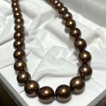 【希少カラー】ショコラ 黒蝶真珠 約8.6-10.7mm ネックレス シルバー金具 Pearl Jewelry necklace 本真珠 パール SILVER刻印