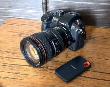 1円スタート！LUMIX DC-GH5S+Canon EF24-105mm F4 IS USM+metabones変換マウント+SanDisk Extreme Portable SSD 2TB一式セット