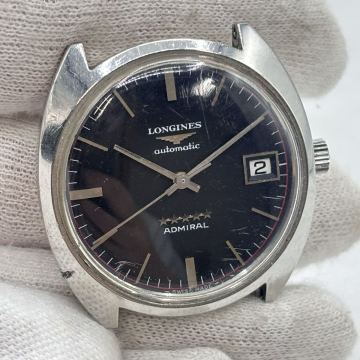 LONGINES ロンジン アドミラル 5スター デイト クッションケース 自動巻き ブラック文字盤 メンズ ヴィンテージ 腕時計 ヘッドのみ