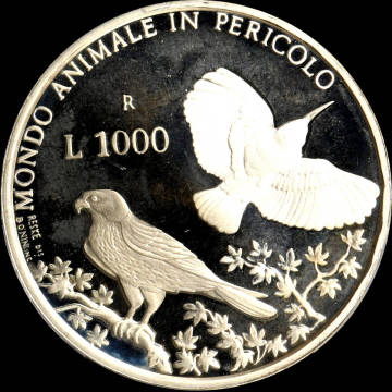 ★金終【PCGS PR67DCAM ★P社唯一のTOP最高鑑定】1993年 サンマリノ 1000L銀貨 野生生物保護 完全未使用 //世界コイン 【決済期限火曜日】