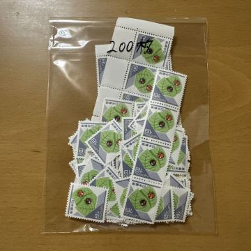 額面3600円　動植物国宝切手　テントウムシ/18円　未使用　バラ/ブロック 200枚　まとめ売り　現状渡し