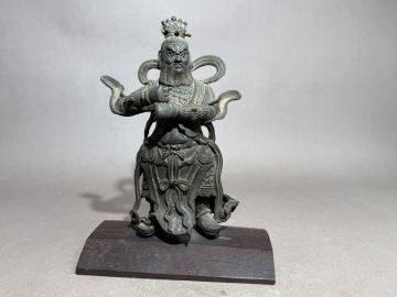 明時代銅製天王像 天神様 仏像 銅器 漆金 縁起物 旧家整理品 中国古美術