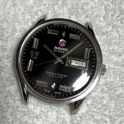 希少 ラドー グリーンホース デラックス デイマスター 手巻 自動巻 稼動品 ベゼル割れあり 30石 11776 RADO GREEN HORSE DE LUXE 30JEWELS