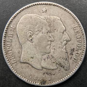 １円スタート! ・1880 ベルギー 1フラン銀貨・アンティーク コイン