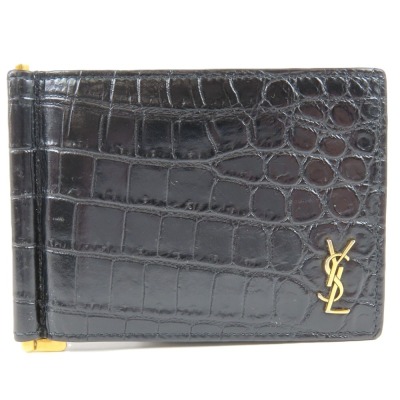 208384★1円スタート★SAINT LAURENT サンローラン 極美品 タイニーカサンドラビルクリップウォレット マネークリップ 札入れ 二つ折り財布