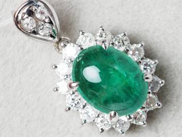 【9976P】鑑別付 Pt850 天然エメラルド 天然ダイヤモンド 2.18ct/0.51ct/2.9g ジュエリーマキ ペンダントトップ