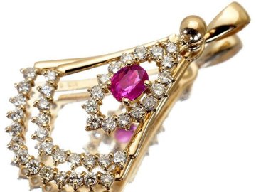 1円～【ジュエリー極】２連スイングデザイン！上質天然ルビー0.40ct＆ダイヤモンド1.00ct 高級K18YGペンダントヘッド k1823rr【送料無料】