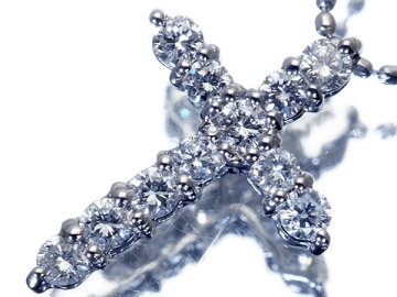 1円～【ジュエリー極】お洒落なクロスデザイン！天然ダイヤモンド0.30ct 高級Pt900＆Pt850ペンダントネックレス k1825vo【送料無料】