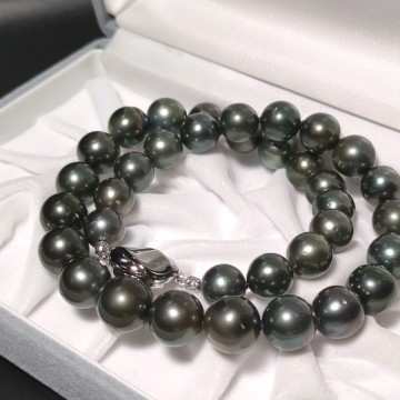 【黒蝶 10.5-13.0mm】真珠 45.5cm ネックレス アクセサリー SILVER pearl パール クロチョウ