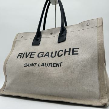１円 ◆美品◆ SAINT LAURENT サンローラン トートバッグ レザー キャンバス A4収納 大容量 ブラック 黒 オフホワイト メンズ レディース 